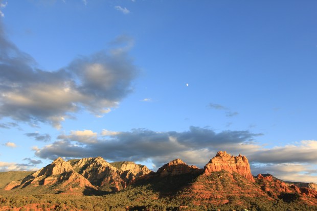 Sunset from our hotel room balcony