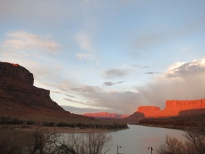 Sunset over Colorado River near Moab, UT