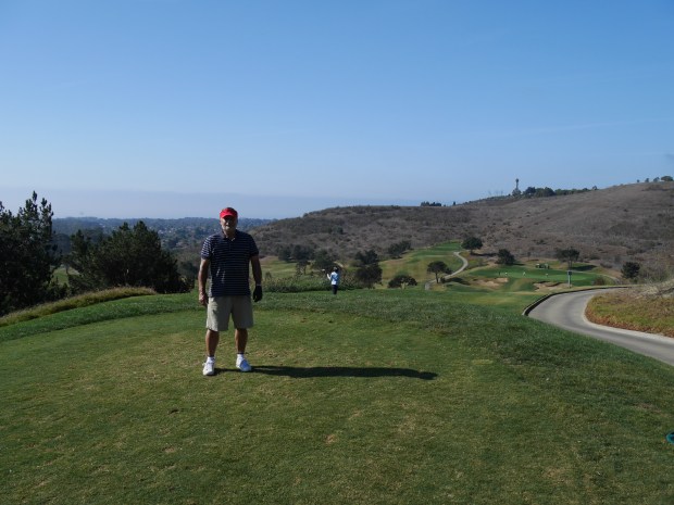 Glen Annie GC.  Waiting to tee of on the tantalizing 286 yard par 4 12th hole.