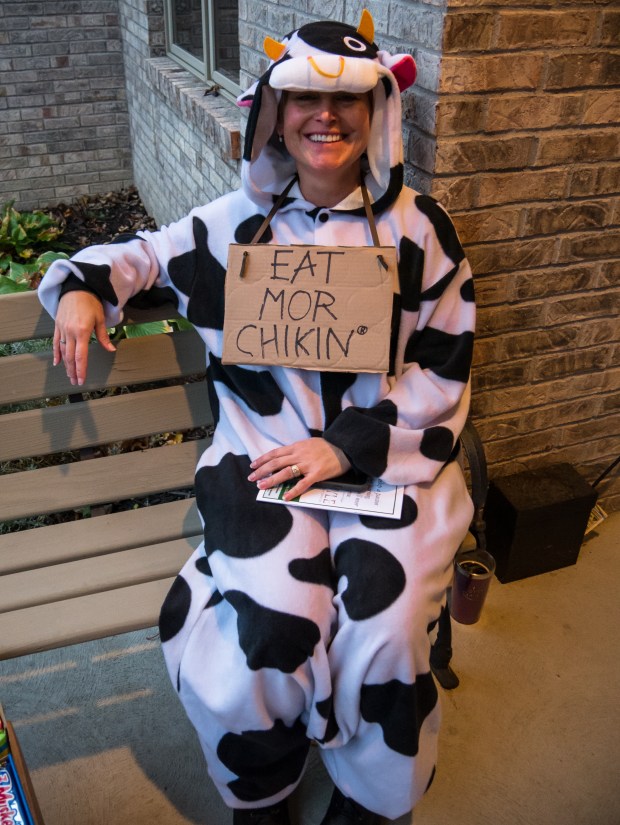 Brigitte as a Chic-Fil-A cow